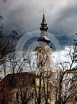 Orthodox church tower in Serbia