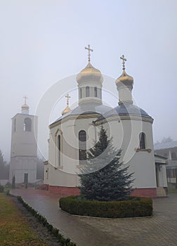 Orthodox Church in Ukraine. Autumn. Fog.