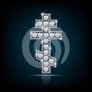 Orthodox cross diamonds vector