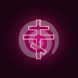 Orthodox cross neon icon. Elements of Religion set. Simple icon for websites, web design, mobile app, info graphics
