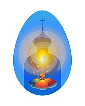 Orthodox Easter greeting card in shape of egg
