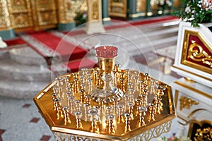 Orthodox icon lamp. Church oil. Church attribute.