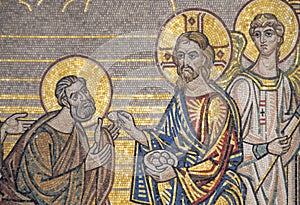 Orthodox icon mosaic Jesus Christ communes the Apostle