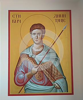 Orthodox icon of Saint Dimitrije in Lazarevac, Serbia. photo