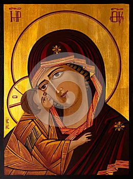 Orthodox Icon of Virgin Mary and Jesus