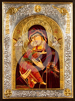 Orthodox Icon of Virgin Mary and Jesus