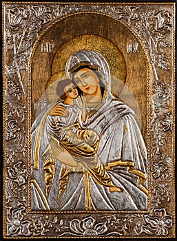 Orthodox Icon of Virgin Mary and Jesus