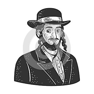 Orthodox Jew sketch raster illustration