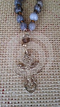 Orthodox metal cross Mary Years prayer rope komboskini chotki metanii photo