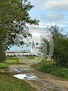 Orthodox monastery on the banks of the Klyazma river. photo