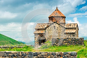 Orthodox monastery Sevanavank on the shores of Lake Sevan, a landmark