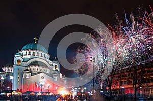 Orthodox New Year`s Fireworks in Belgrade
