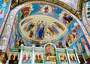 Orthodox religious christian icon painting in the church