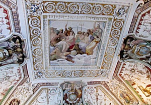 Orthodox religious christian icon painting in the church roof