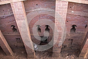 Orthodox rock-cut church in Lalibela in Ethiopia