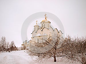 Orthodox Russia. Ancient cathedral in a Pokrovskiy