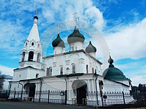 Orthodox Russian Church with black domes in Yaroslavl