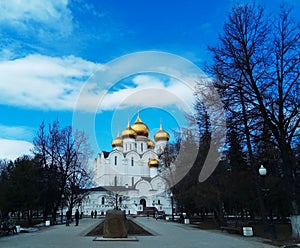 Orthodox Russian Church with Golden domes in Yaroslavl