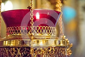 Orthodox sacral icon oil lamp