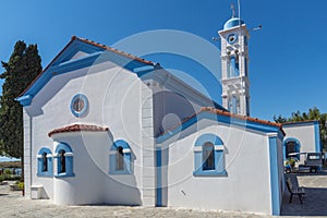 Orthodox Saint Nicholas Monastery located on two islands in Porto Lagos near town of Xanthi, Greece
