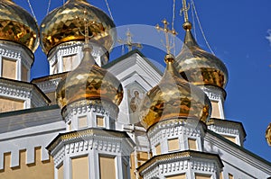 Orthodox temple on the background of blue sky.