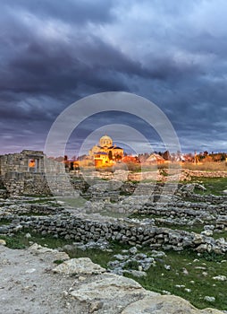 Orthodox temple at senset