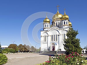 Orthodoxy Church Temple with golden domes