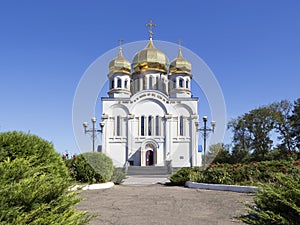 Orthodoxy Church Temple with golden domes