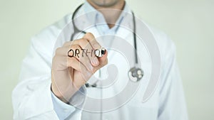 Orthopaedist, Doctor Writing on Transparent Screen