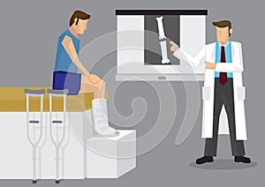 Orthopedic Doctor Showing Patient X-ray Film Vector Illustration