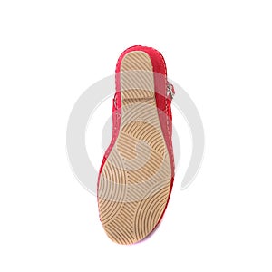 Orthopedic footwear for people with pronation of foot, top view on the sole