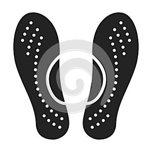 Orthopedic insoles black glyph icon. Orthotic arch support. Isolated vector element. Pictogram for web page, mobile app, promo