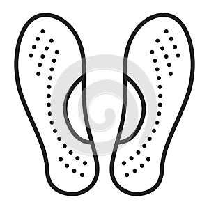 Orthopedic insoles black line icon. Orthotic arch support. Isolated vector element. Outline pictogram for web page, mobile app,