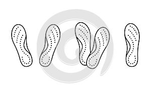 Orthopedic insoles, linear icons set