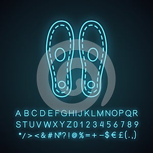 Orthopedic insoles neon light icon