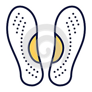 Orthopedic insoles. Orthotic arch support. Isolated vector element. Outline pictogram for web page, mobile app, promo.