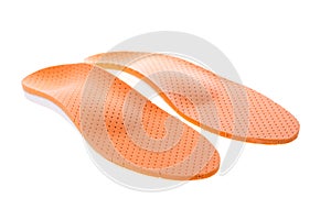 Orthopedic insoles on white background