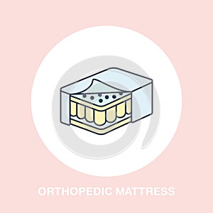 Orthopedic mattress icon, line logo. Flat sign for ergonomic healthy sleeping