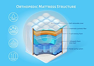 Orthopedic Mattress Structure Vector Scheme