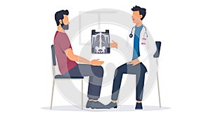 Orthopedic surgeon discussing X-rays with a patient
