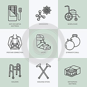 Orthopedic, trauma rehabilitation line icons. photo