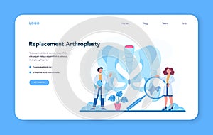 Orthopedics doctor web banner or landing page. Idea of joint