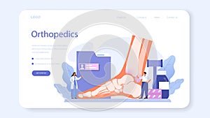 Orthopedics doctor web banner or landing page. Idea of joint photo
