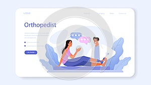 Orthopedics doctor web banner or landing page. Idea of joint photo