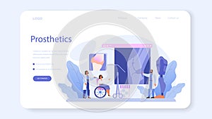 Orthopedics doctor web banner or landing page. Idea of joint photo
