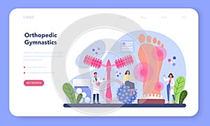 Orthopedics doctor web banner or landing page. Orthopedic gymnastics photo