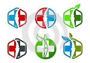 Orthopedics, hexagon, spine, leaf, Spinal, bone, chiropractic, natural, symbol, logo and icon