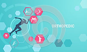 Orthopedics with shadow painting of athletes and bone injuries.s