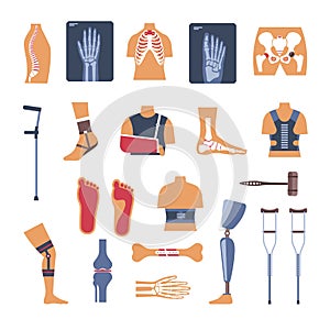 Orthopedics surgery medicine vector icons