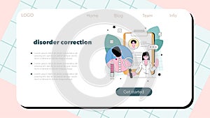 Orthopedist web banner or landing page. Idea of human skeletal photo